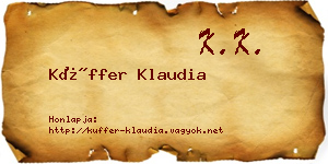 Küffer Klaudia névjegykártya